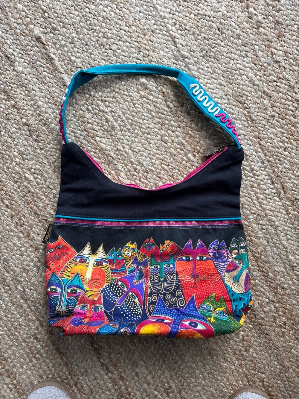 Fantasticats Laurel Burch Cat Medium Canvas Scoop Purse Tote Shoulder Handbag